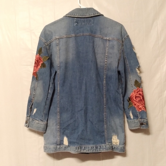 EXPRESS rose embroidered denim jacket - Picture 7 of 15